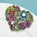 🌸 Floral Heart Rhinestone Brooch – Colorful Statement Pin