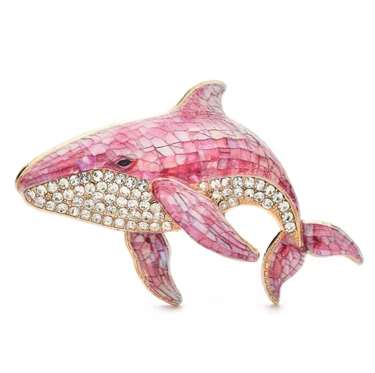 🐋 Whale Rhinestone Brooch – Elegant Ocean-Inspired Pin